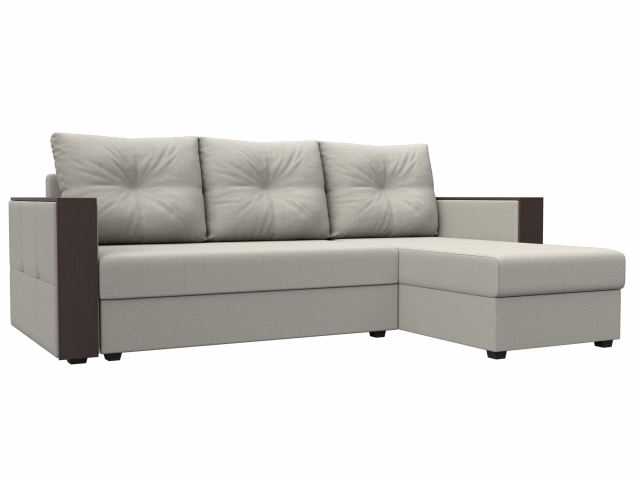 Угловой диван-кровать "Валенсия лайт" правый угол, рогожка Амур бежевый, 125970