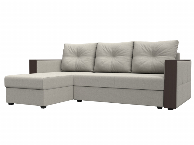 Угловой диван-кровать "Валенсия лайт" левый угол, рогожка Амур бежевый, 125970L