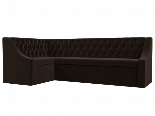 Угловой диван-кровать кухонный "Мерлин" левый угол, коричневый микровельвет, 100452L