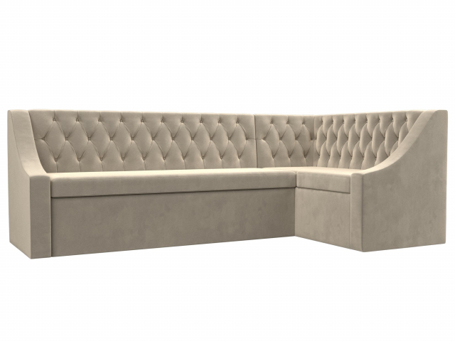 Угловой диван-кровать кухонный "Мерлин" правый угол, бежевый микровельвет, 100450