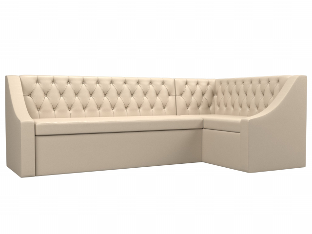 Угловой диван-кровать кухонный "Мерлин" правый угол, бежевая экокожа, 100458