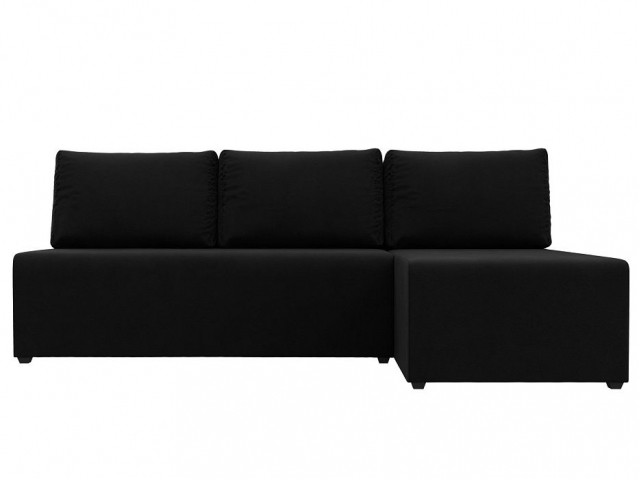 Угловой диван-кровать "Поло" правый угол, черный микровельвет, 100436