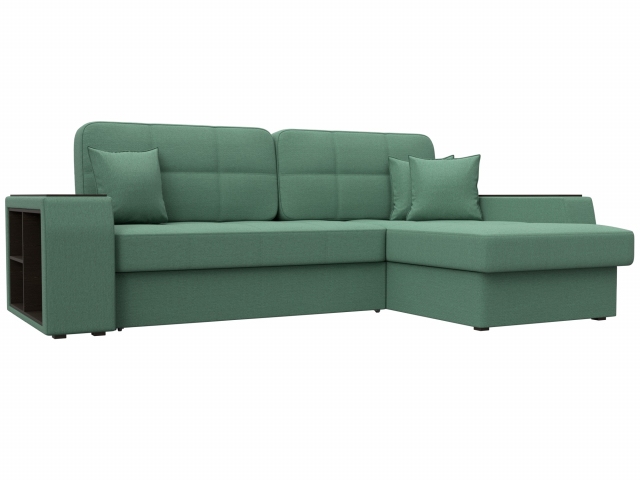 Диван-кровать угловой "Брюссель" правый угол, рогожка Амур зеленый, 125967