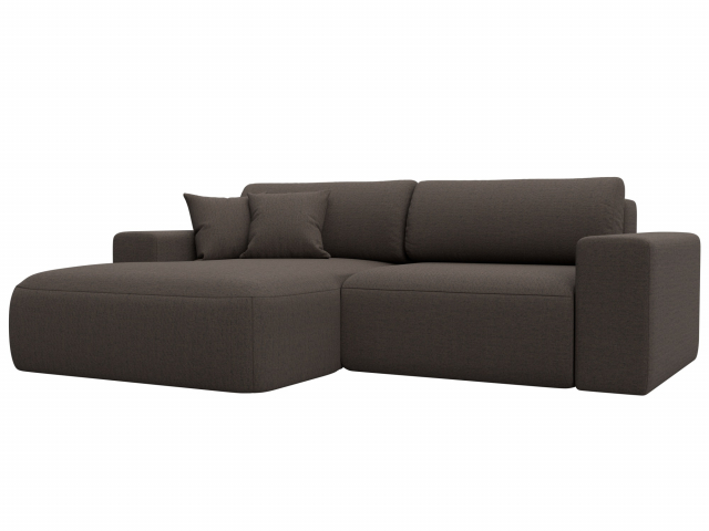 Угловой диван-кровать "Лига-036 Классик" левый угол, рогожка Амур коричневый, 124682L