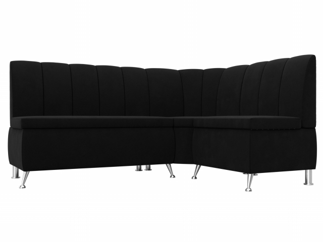 Диван кухонный угловой "Кантри" правый угол, черный микровельвет, 29450