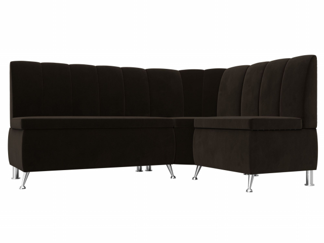 Диван кухонный угловой "Кантри" правый угол, коричневый микровельвет, 29448