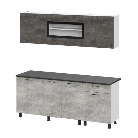 Кухня 2.0 м "КГ 9", белый/цемент темный,светлый