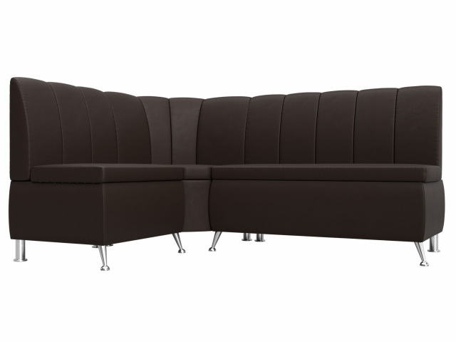 Диван кухонный угловой "Кантри" левый угол, коричневая экокожа, 29453L