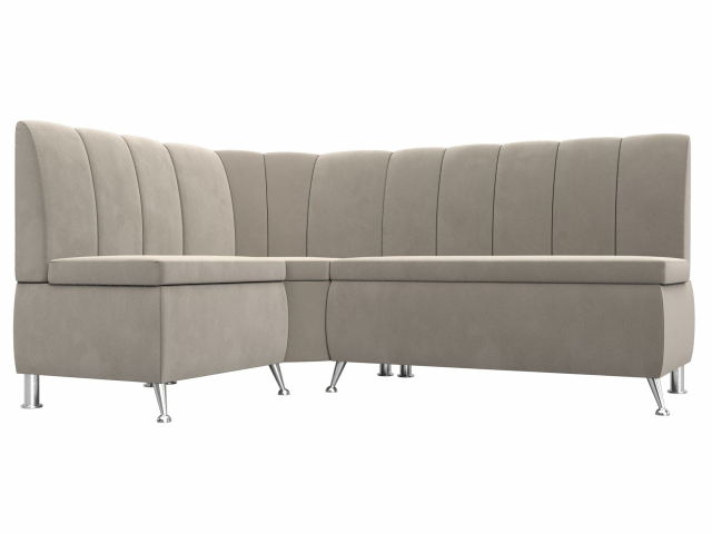 Диван кухонный угловой "Кантри" левый угол, бежевый микровельвет, 29446L