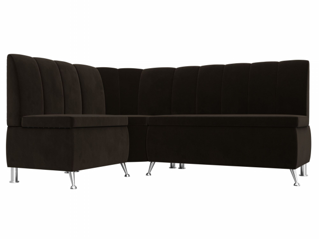 Диван кухонный угловой "Кантри" левый угол, коричневый микровельвет, 29448L