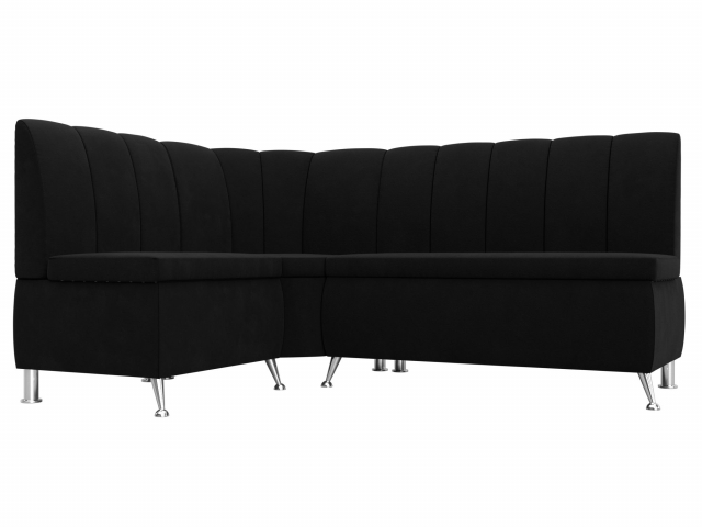 Диван кухонный угловой "Кантри" левый угол, черный микровельвет, 29450L