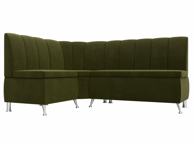 Диван кухонный угловой "Кантри" левый угол, зеленый микровельвет, 29447L