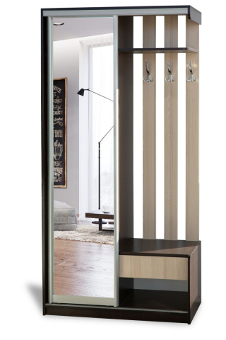 Прихожая "Лайт", зеркало/венге/ясень светлый