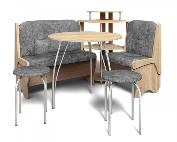 Кухонный набор "Лотос", дуб сонома/велюр графит/серебро