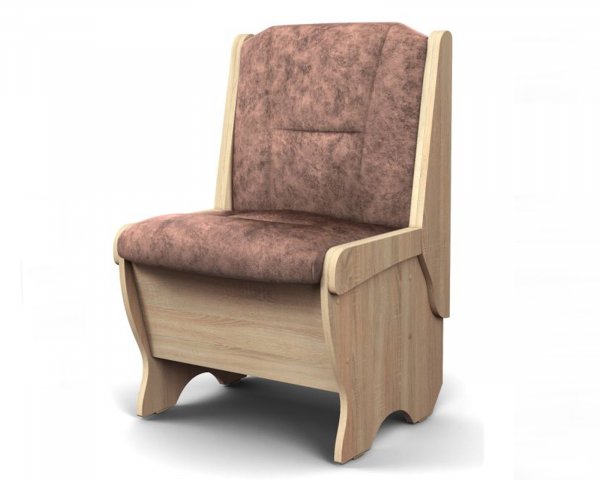 Кухонная скамья "Лотос" малая 550 мм, дуб сонома/ велюр коньяк