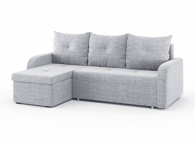 Угловой диван-кровать "Мини Люкс" еврокнижка, рогожка Дрим Лайт Грей