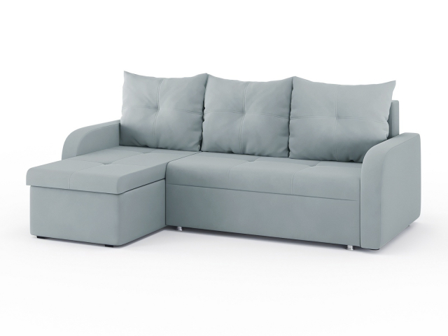 Угловой диван-кровать "Мини Люкс" еврокнижка, велюр Зара Стил 52