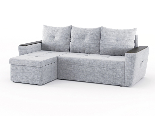 Угловой диван-кровать "Дубай Майами" еврокнижка, рогожка Дрим Лайт Грей