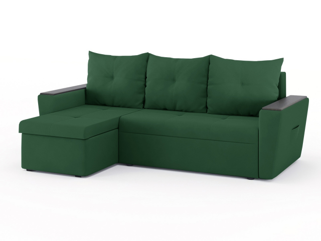 Угловой диван-кровать "Дубай Майами" еврокнижка, велюр Зара Малахит 33