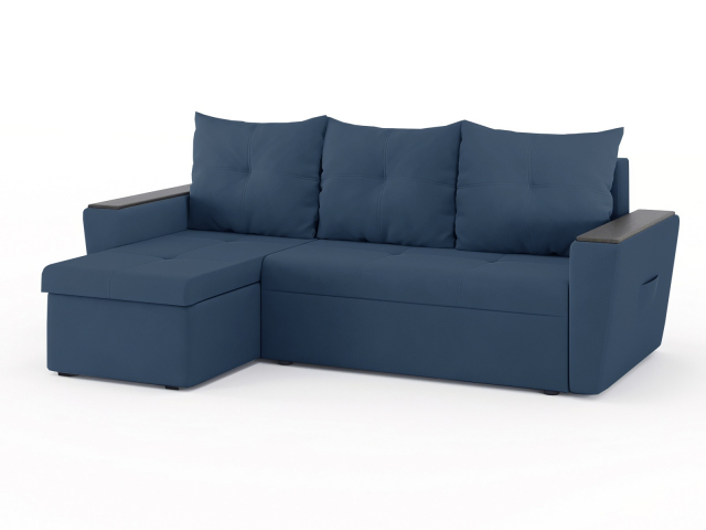 Угловой диван-кровать "Дубай Майами" еврокнижка, велюр Зара Индиго 26