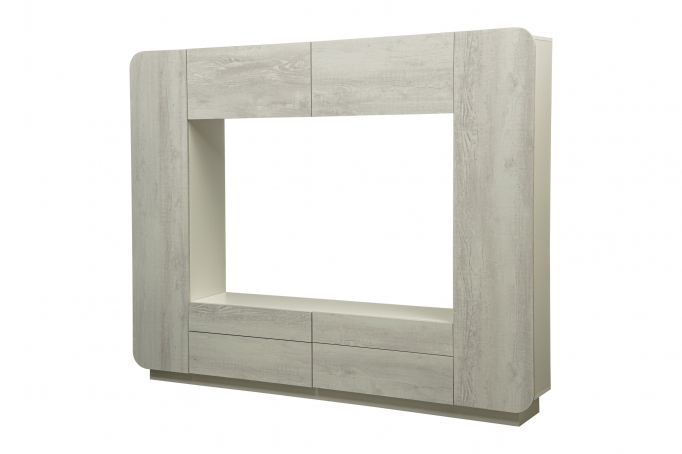 Стенка "Лаванда-2" (фасад ЛДСП) белый/бетон пайн белый