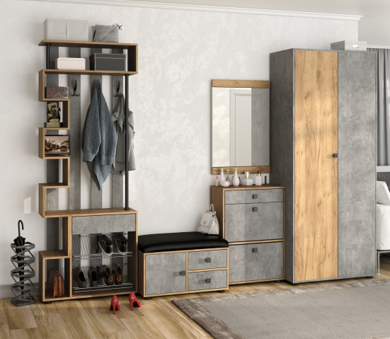 Прихожая "Мини-лайт" Комплектация №4 дуб золотой крафт/ателье светлое