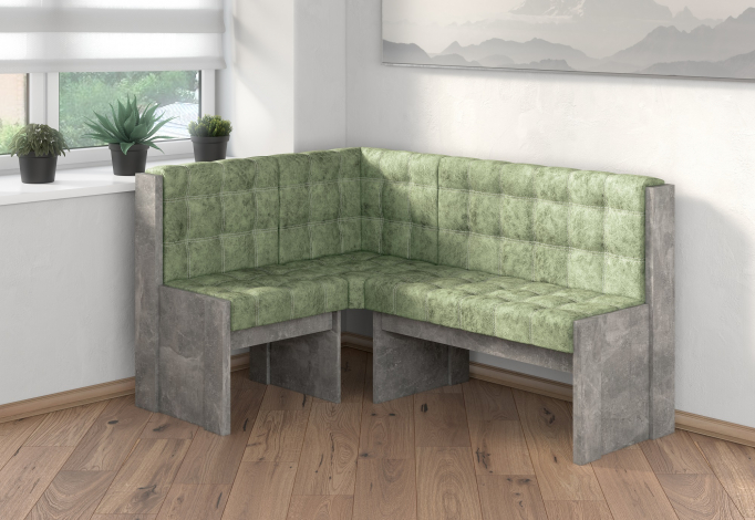 Угловая скамья "Квадро" однотон ателье светлое, велюр мохито