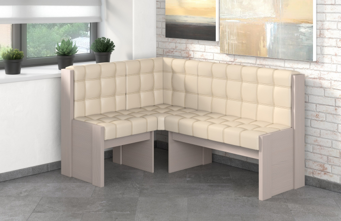 Угловая скамья "Квадро" однотон бодего, борнео крем