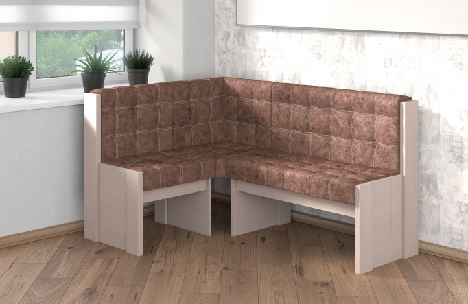 Угловая скамья "Квадро" однотон бодего, велюр коньяк