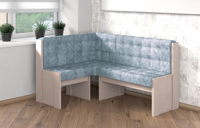 Угловая скамья "Квадро" однотон бодего, велюр лагуна