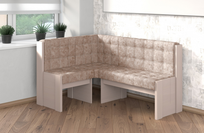 Угловая скамья "Квадро" однотон бодего, велюр латте
