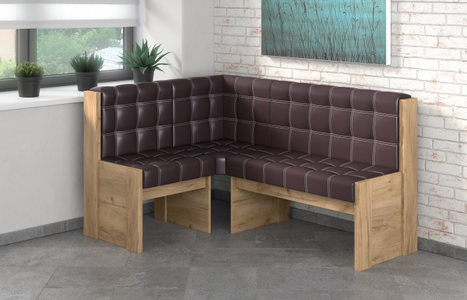 Угловая скамья "Квадро" однотон дуб крафт золотой, борнео умбер