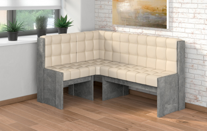 Угловая скамья "Квадро" однотон ателье светлое, борнео крем