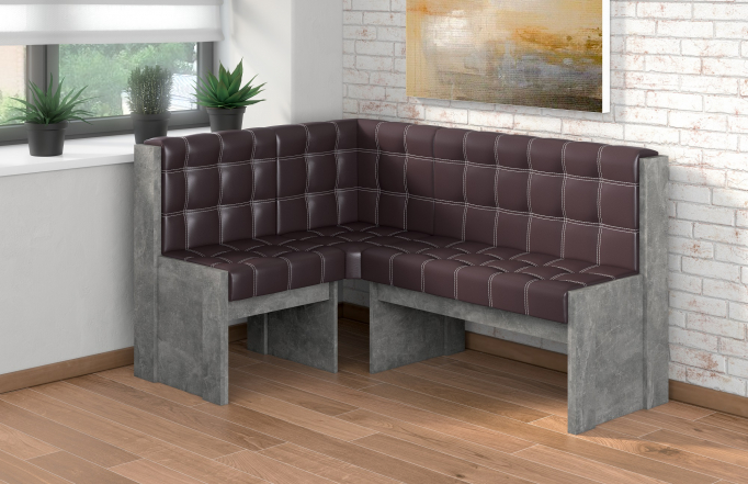 Угловая скамья "Квадро" однотон ателье светлое, борнео умбер