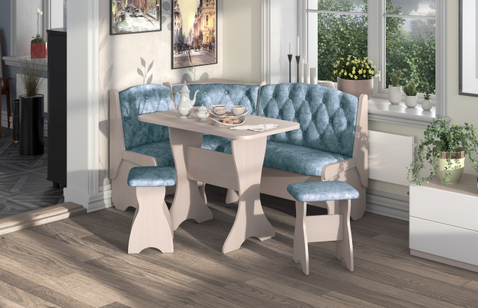 Кухонный набор "Орхидея Люкс" бодего светлый, велюр лагуна