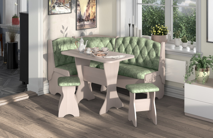 Кухонный набор "Орхидея Люкс" бодего светлый, велюр мохито