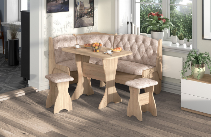 Кухонный набор "Орхидея Люкс" дуб сонома, велюр латте