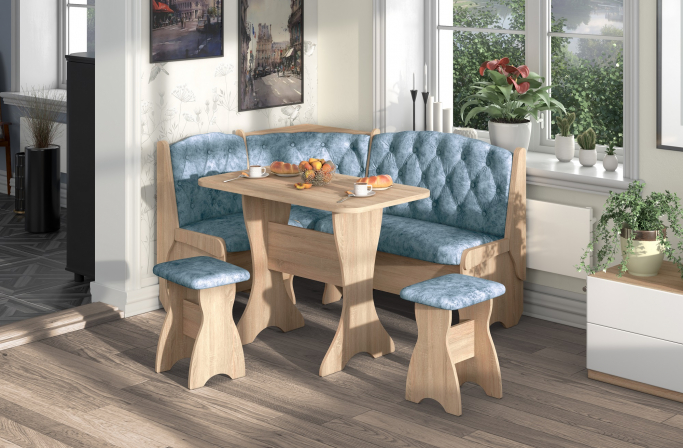 Кухонный набор "Орхидея Люкс" дуб сонома, велюр лагуна