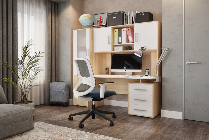 Стол компьютерный "Лайт К3" (комплект) дуб сонома/белый