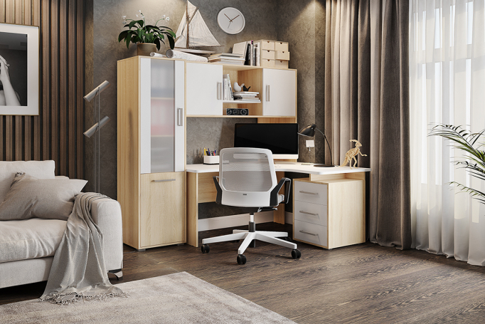 Стол компьютерный "Лайт К4" (комплект) дуб сонома/белый