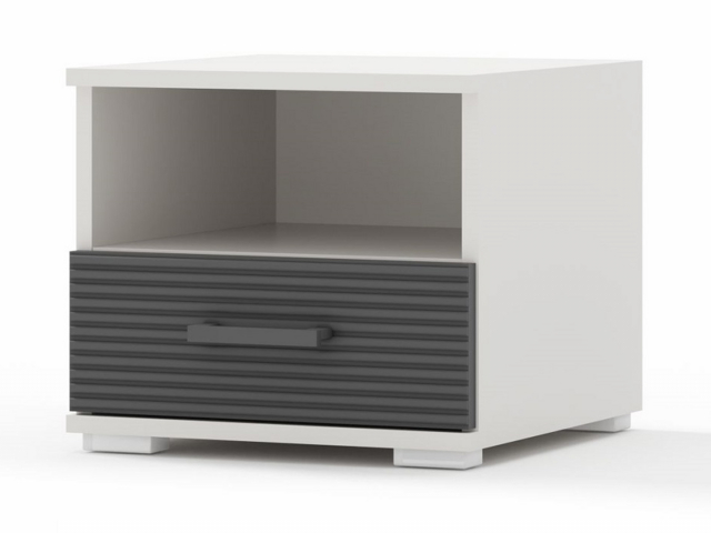 Тумба прикроватная "Сити 67", белая Аляска/черный