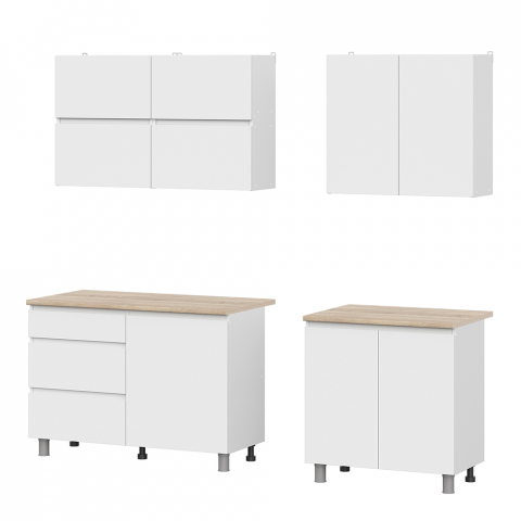 Кухня 2м "Токио" белый текстурный/дуб сонома, серия 3