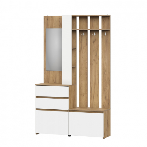 Вешалка с зеркалом "Некст 1" дуб золотой/белый