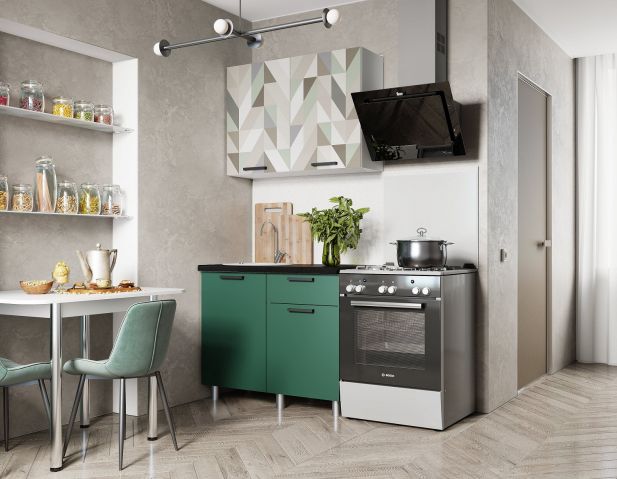 Кухня 1,0м "Ева" зеленый лес