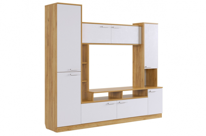 Мини-стенка "Токио" дуб крафт золотой/белое дерево