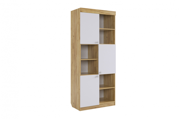 Стеллаж "Форсаж" дуб крафт золотой/белый