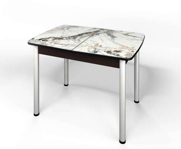 Стол обеденный раздвижной "Флорида" стекло с фотопечатью СМ-6, ЛДСП венге, ножки серебро