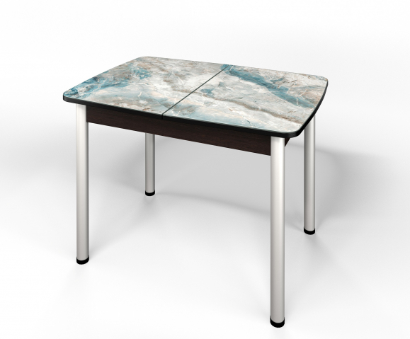 Стол обеденный раздвижной "Флорида" стекло с фотопечатью СМ-7, ЛДСП венге, ножки серебро