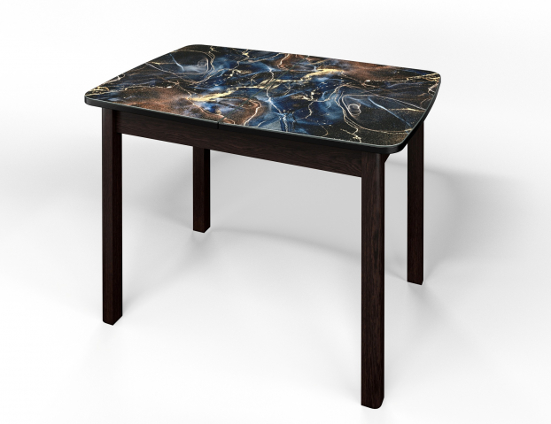 Стол обеденный раздвижной "Флорида" стекло с фотопечатью СМ-5, ЛДСП венге, опора массив прямая венге