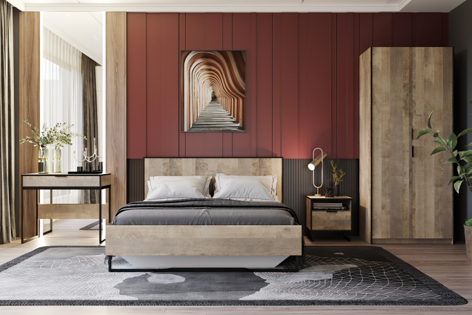 Спальня "Фолк" комплектация 2 дуб гранж песочный